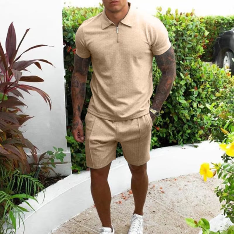 Men's Summer Luxury Tracksuit Set – Polo Shirt & Shorts