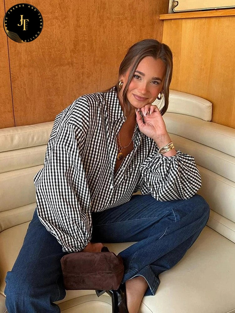 Oversized Fashionable Plaid Shirt for Women