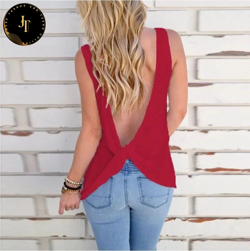 Backless Cross Tank Top for Women - Summer Fashion