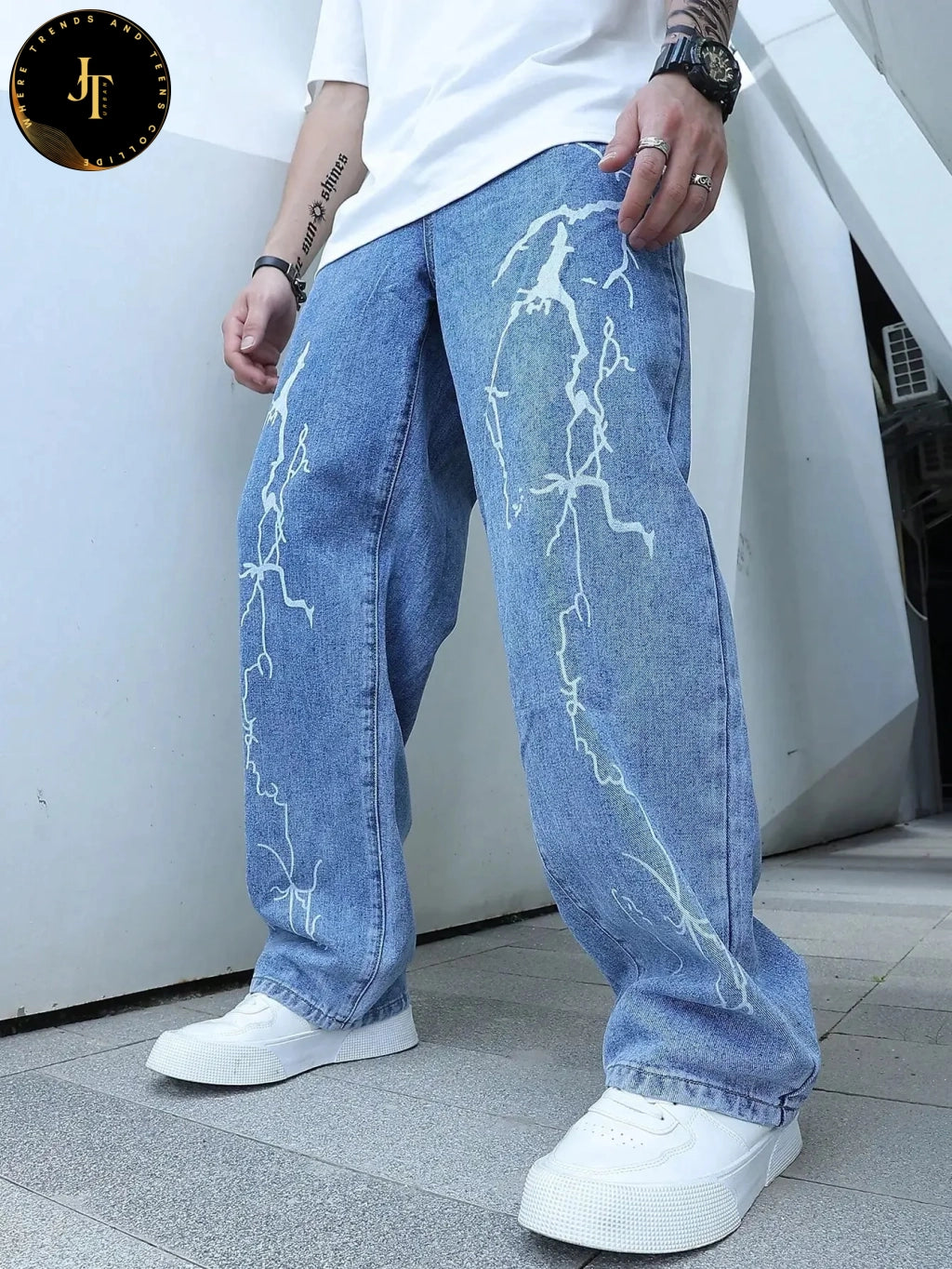 Stylish Men's Graffiti Print Jeans - Unique Hip Hop Style