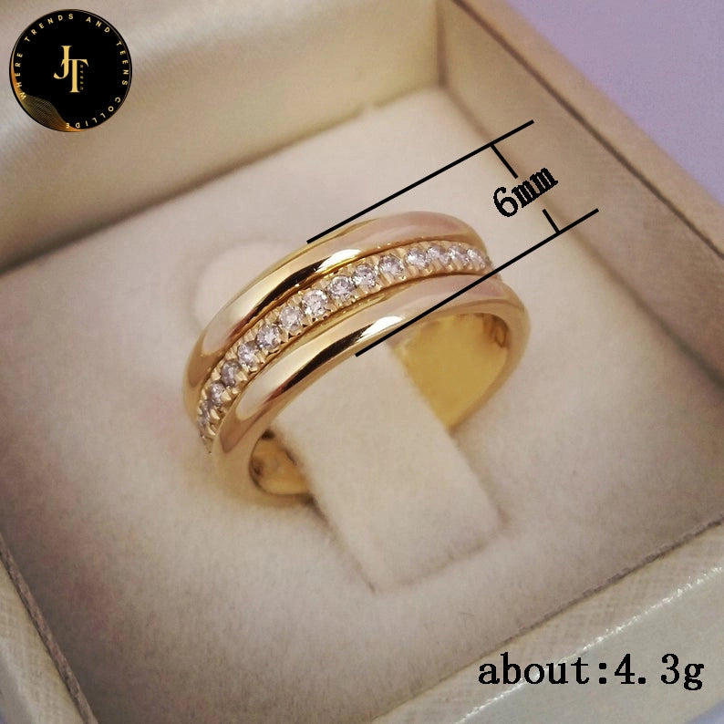Stylish European & Gold-Plated Ring with Zircon Inlay - Perfect Gift for Her!