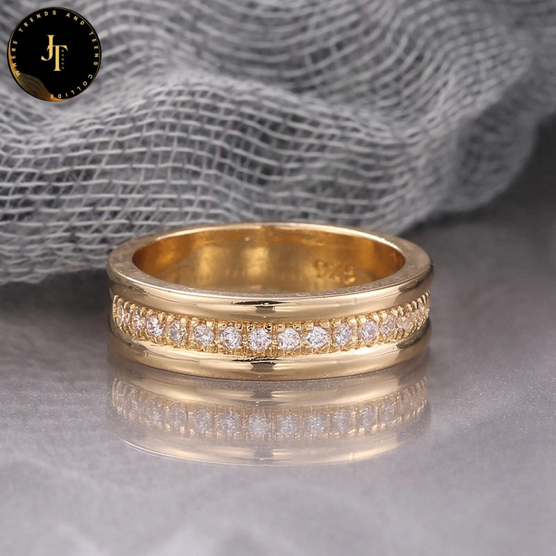 Stylish Gold Plated Ring with Zircon Inlay for Women - Perfect Gift For Women