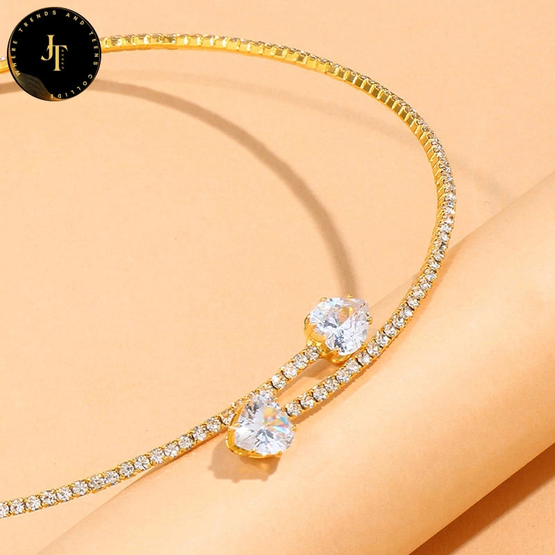 Stunning Rhinestone Heart Collar Necklace - Essential Jewelry Accessory for Women