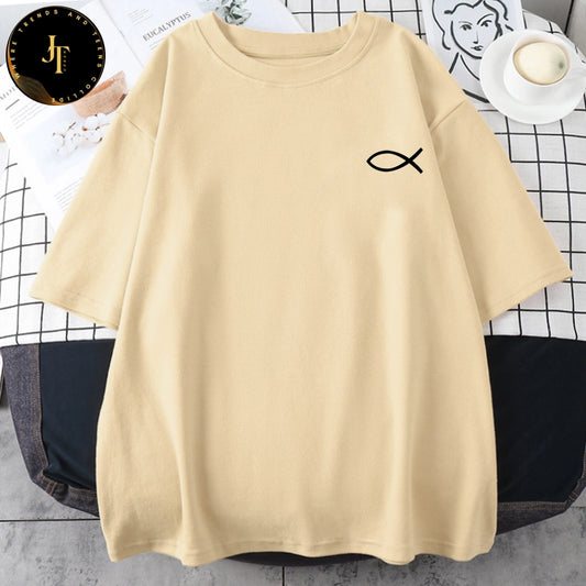 Vintage Christian Jesus Fish Print T-Shirt - Breathable Cotton Tee for Men