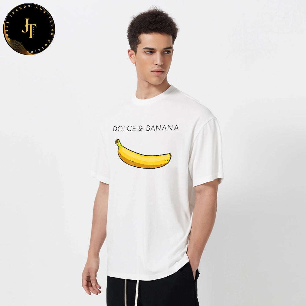 Premium Dolce & Banana Print Men's T-Shirts - Breathable, Oversized, and Comfortable