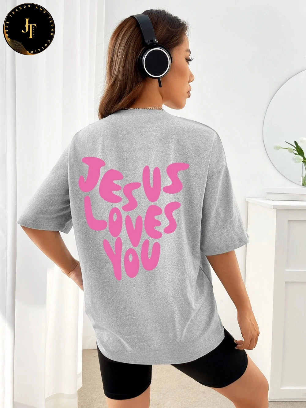 Breathable Jesus Loves Me Cotton Tee - Women's Short Sleeve T-Shirt