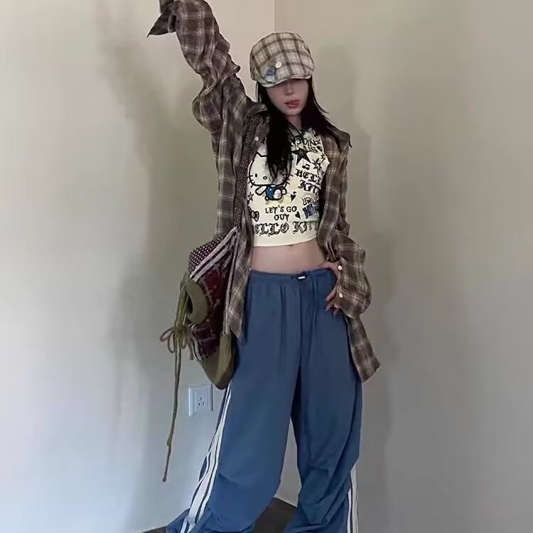 American Streetwear Style Baggy Pants for Women - High Quality Material
