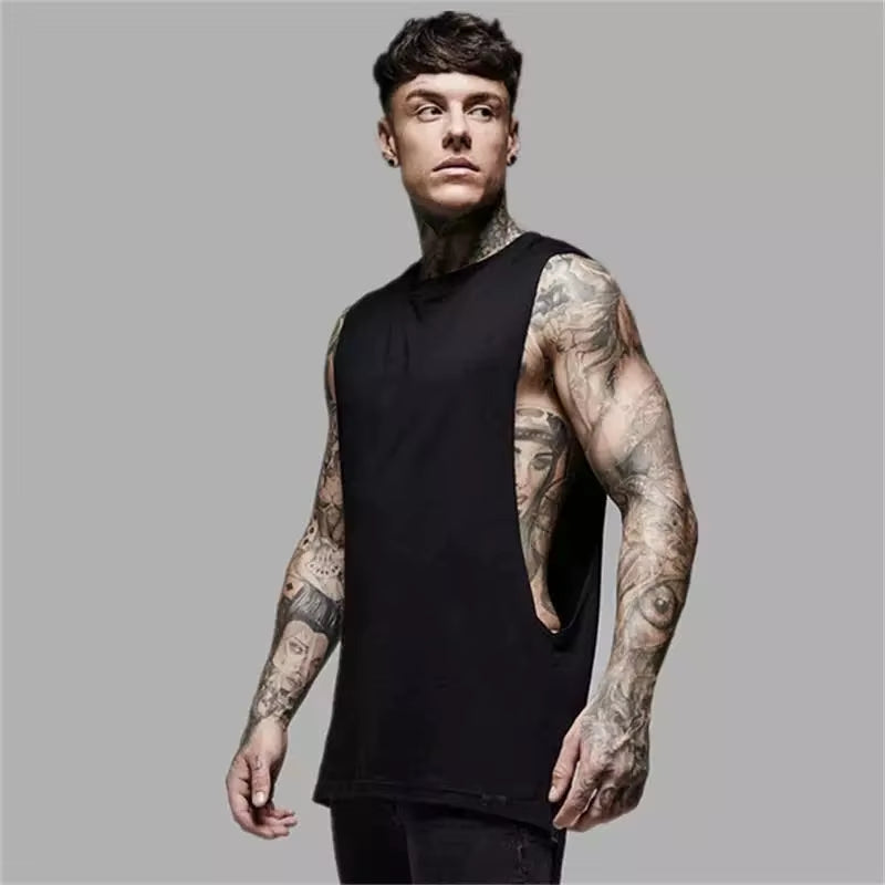 Men’s Casual Cotton Gym Tank Top – Sleeveless Hip-Hop Vest