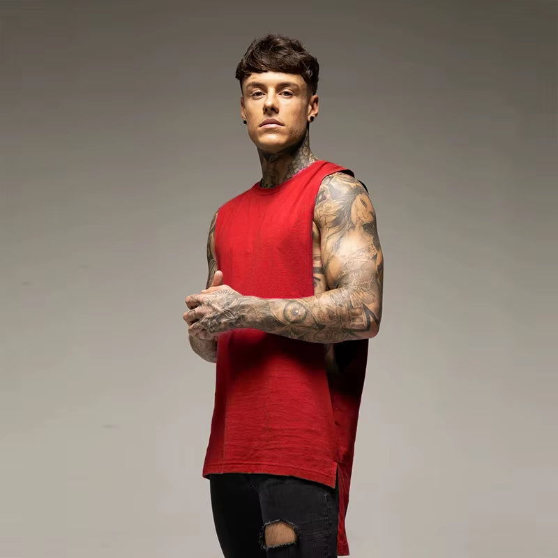 Men’s Casual Cotton Gym Tank Top – Sleeveless Hip-Hop Vest