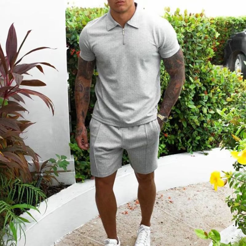 Men's Summer Luxury Tracksuit Set – Polo Shirt & Shorts