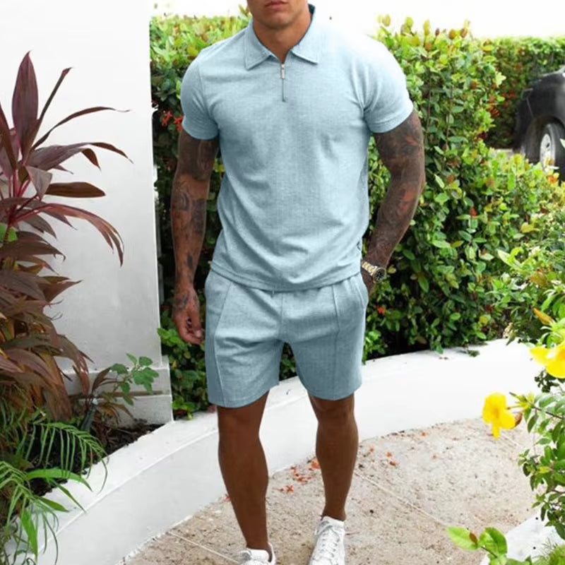 Men's Summer Luxury Tracksuit Set – Polo Shirt & Shorts