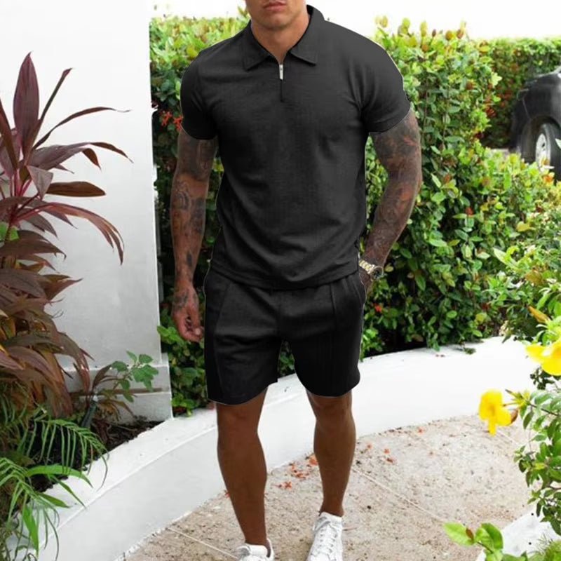 Men's Summer Luxury Tracksuit Set – Polo Shirt & Shorts