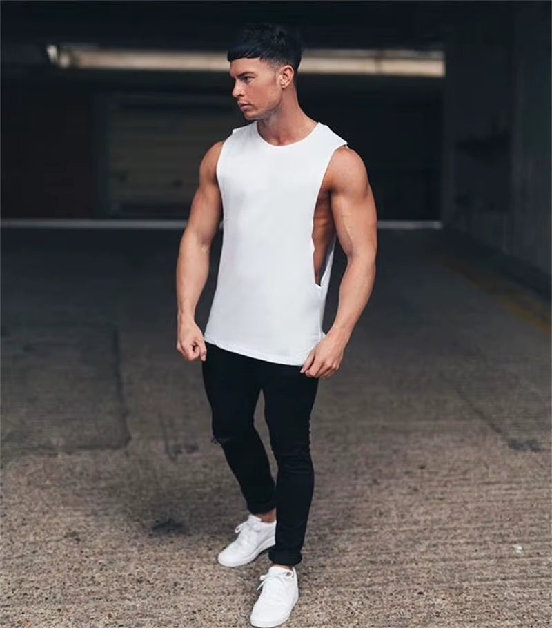Men’s Casual Cotton Gym Tank Top – Sleeveless Hip-Hop Vest
