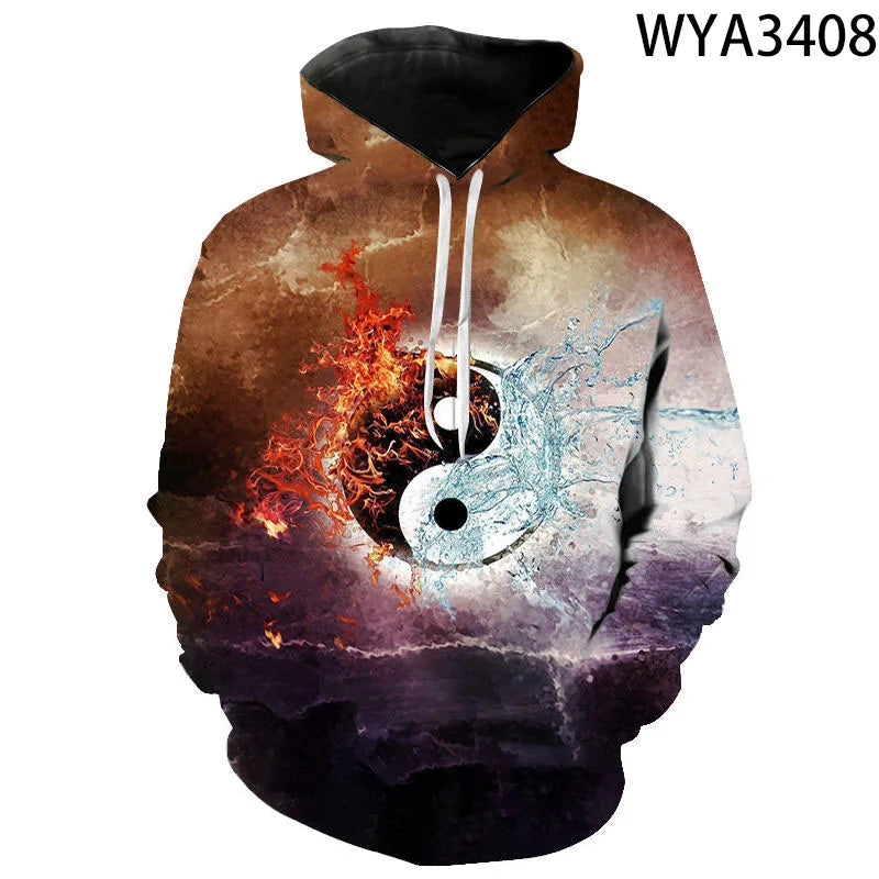 Stylish Unisex Yin Yang Hoodies - 3D Printed Streetwear for All Ages