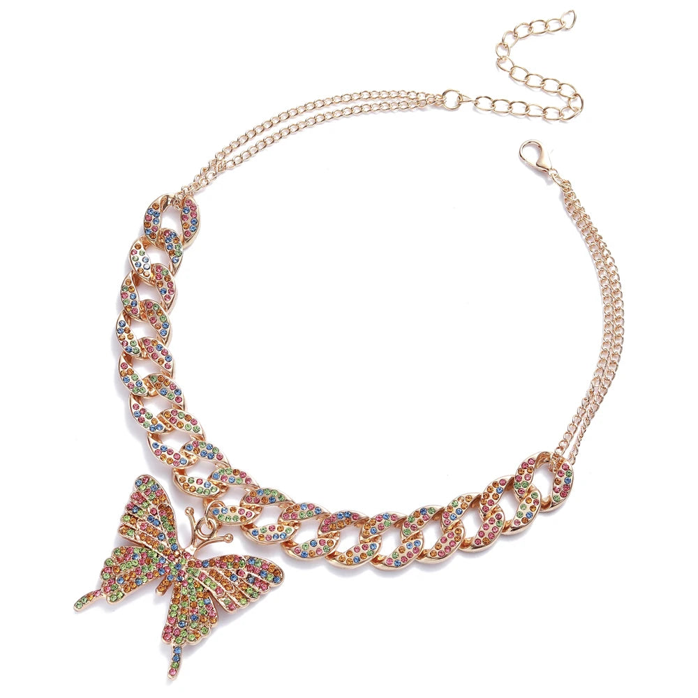 Cuban Link Butterfly Necklace - for women