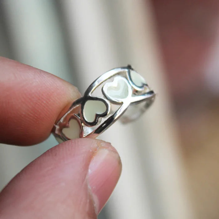 Glow-in-the-Dark Love Ring Heart Fashion Jewelry Gift for Boys Girls