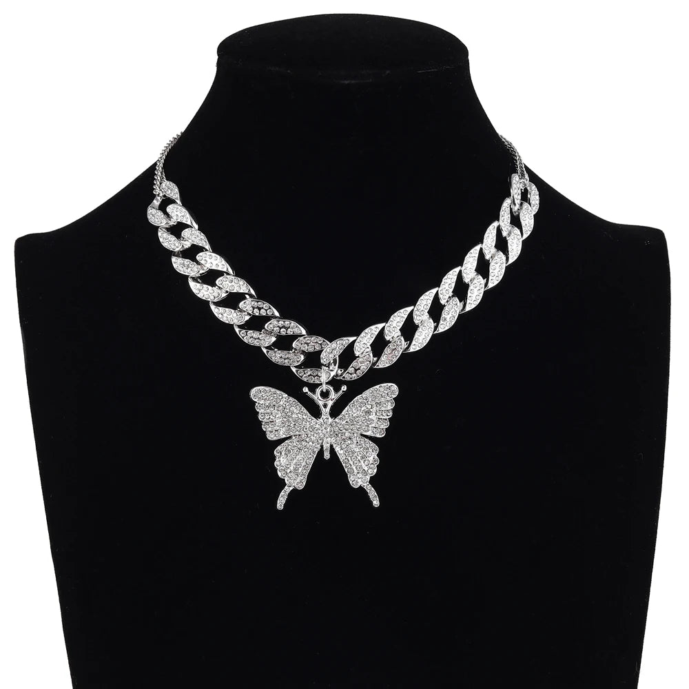 Cuban Link Butterfly Necklace - for women