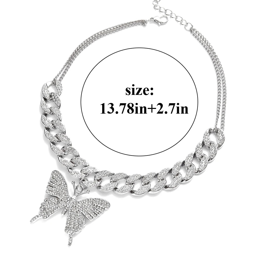 Cuban Link Butterfly Necklace - for women