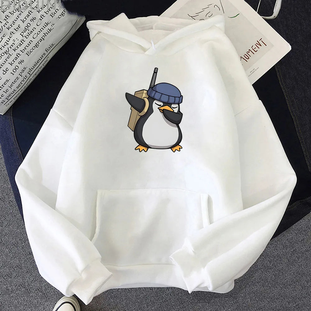 Cute Penguin Valorant Anime Hoodie | Cartoon Print Sweatshirt for Men and Women