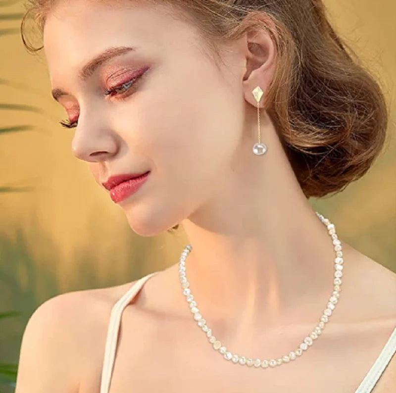 Elegant 5-6mm Baroque Freshwater Pearl Necklace with Sterling Silver Choker