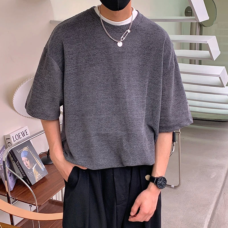 Solid Hip Hop Loose Men's T-shirts - Chic Summer Streetwear
