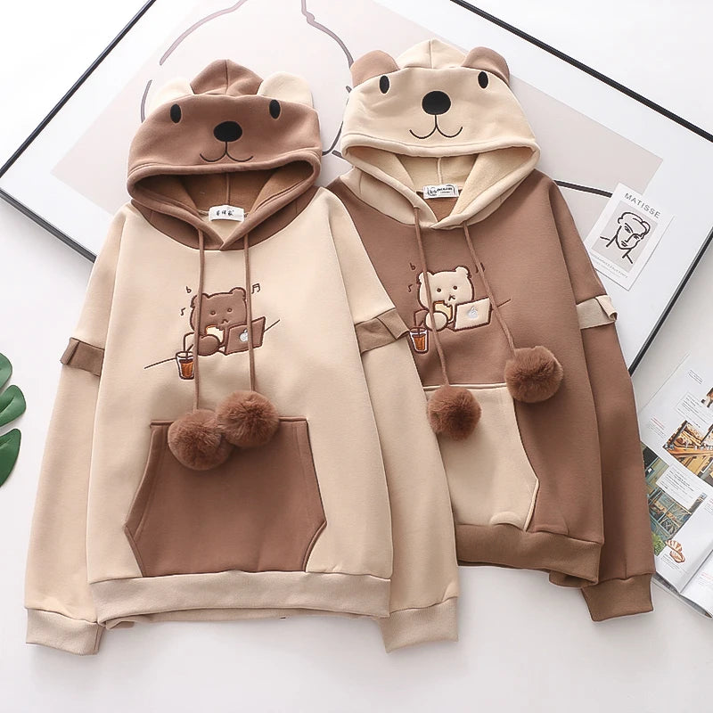 Cute Anime Hoodie Coat | Warm Winter Cotton Fleece | Oversized Hoodie for Girls