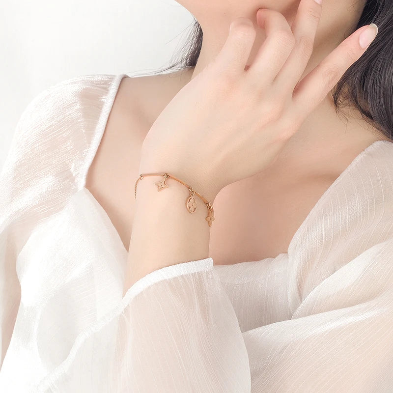 2022 Korean Fashion Bracelet | Rose Gold Titanium Steel Minimalist Jewelry