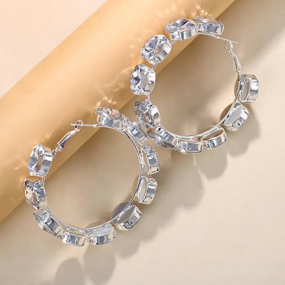 Stylish Rhinestone Hoop Earrings - Elegant Wedding Jewellery for Women