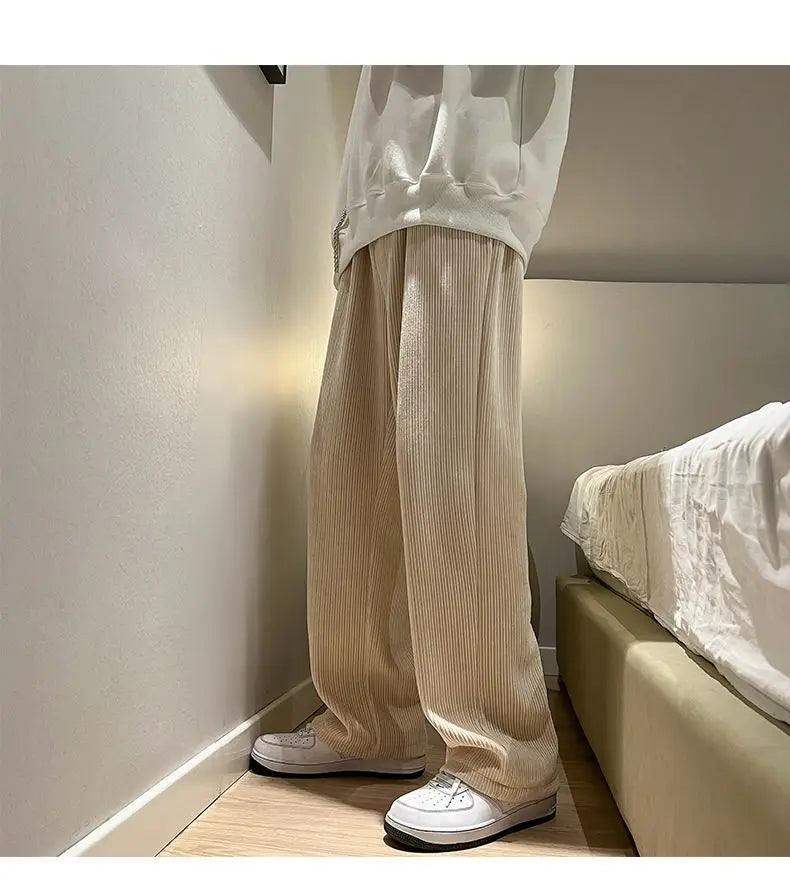 Men's Corduroy Wide-Leg Pants - Casual Baggy Trousers
