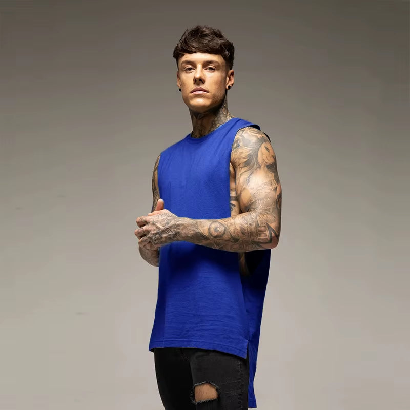 Men’s Casual Cotton Gym Tank Top – Sleeveless Hip-Hop Vest
