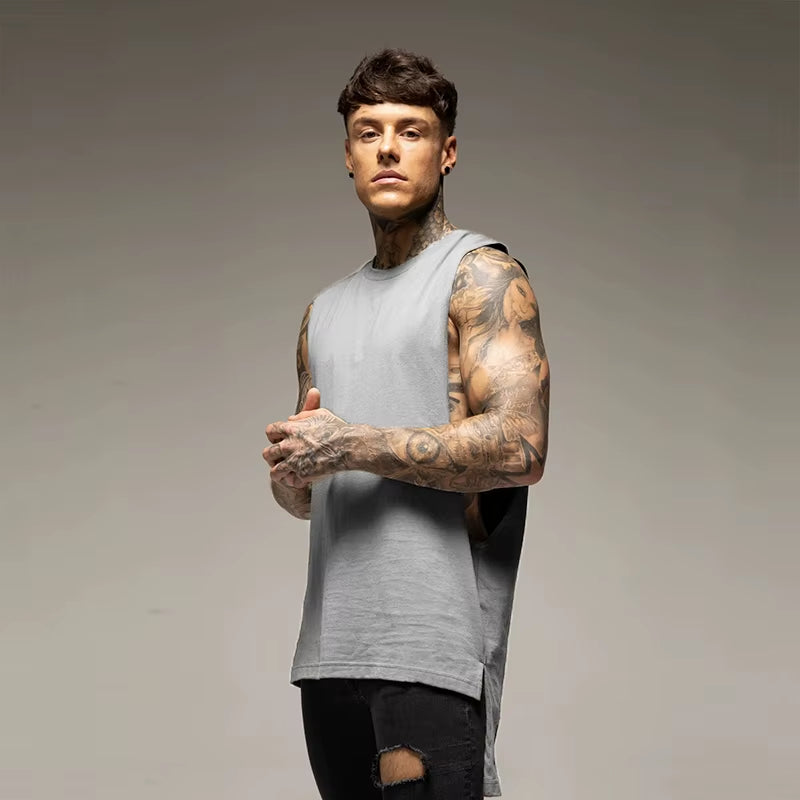 Men’s Casual Cotton Gym Tank Top – Sleeveless Hip-Hop Vest