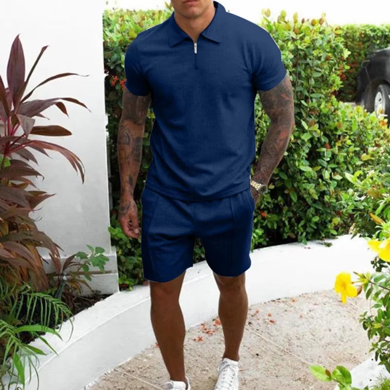 Men's Summer Luxury Tracksuit Set – Polo Shirt & Shorts