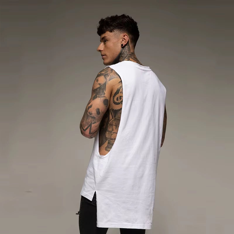 Men’s Casual Cotton Gym Tank Top – Sleeveless Hip-Hop Vest