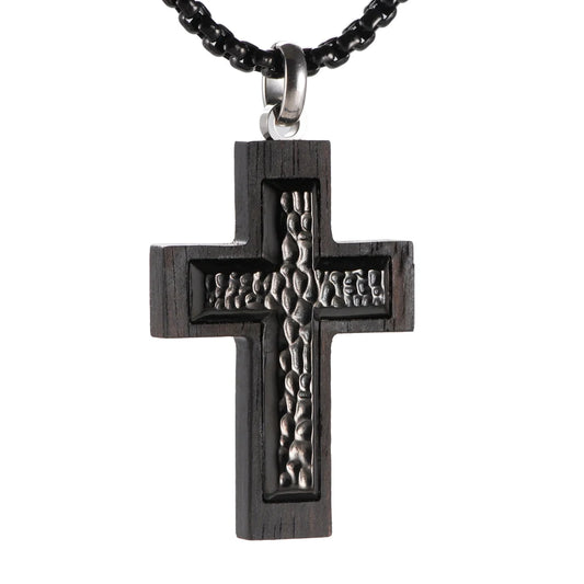 Stylish Ebony Wood Cross Necklace - Durable & Versatile