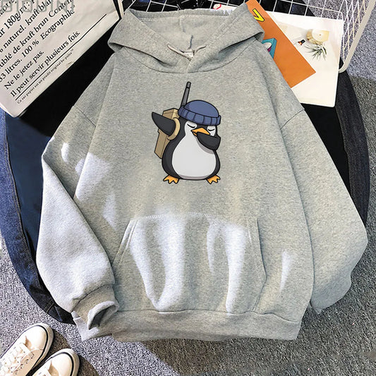 Cute Penguin Valorant Anime Hoodie | Cartoon Print Sweatshirt for Men and Women