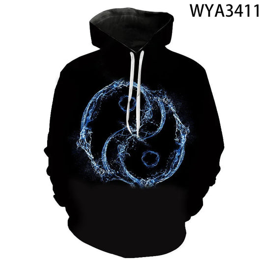 Stylish Unisex Yin Yang Hoodies - 3D Printed Streetwear for All Ages