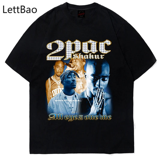 Men's Tupac Print T-Shirt - Streetwear Hip Hop Fashion