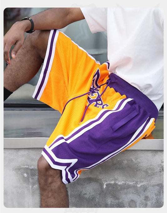 Premium Quality 'LAKERS' Basketball Shorts with Embroidered Logo