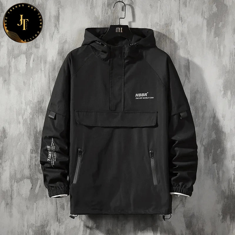 Men's Tech-wear Windbreaker Overcoat - Hip Hop Jackets for Men