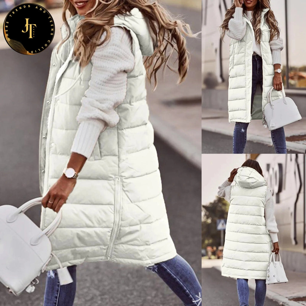 Women's Hooded Parka Jacket: Warm Cotton-Padded Vest