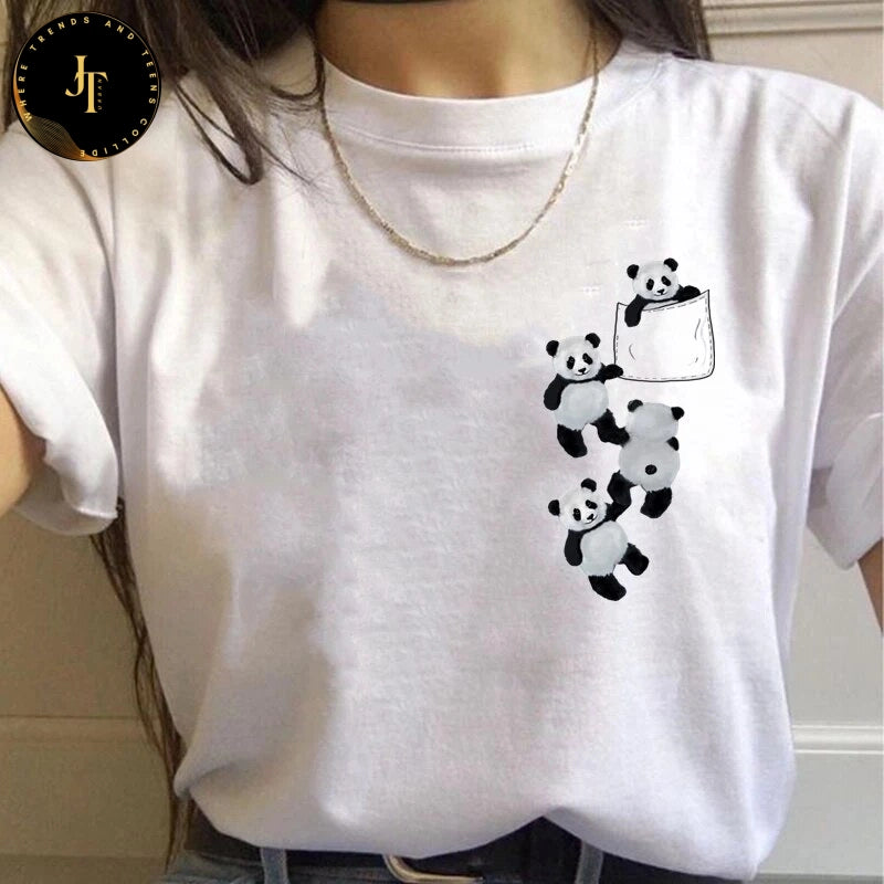 Cartoon Print Oversized Women's T-Shirt - Fun, Casual, & Cute Summer Top