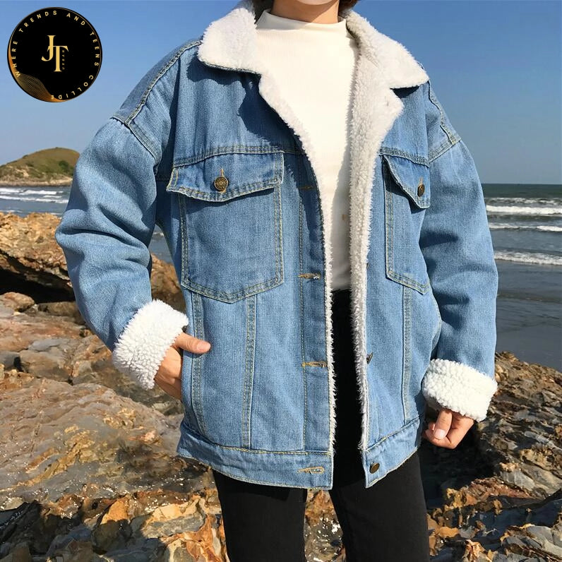 Stylish Denim Blue Winter Coat - Perfect for Autumn and Winter!