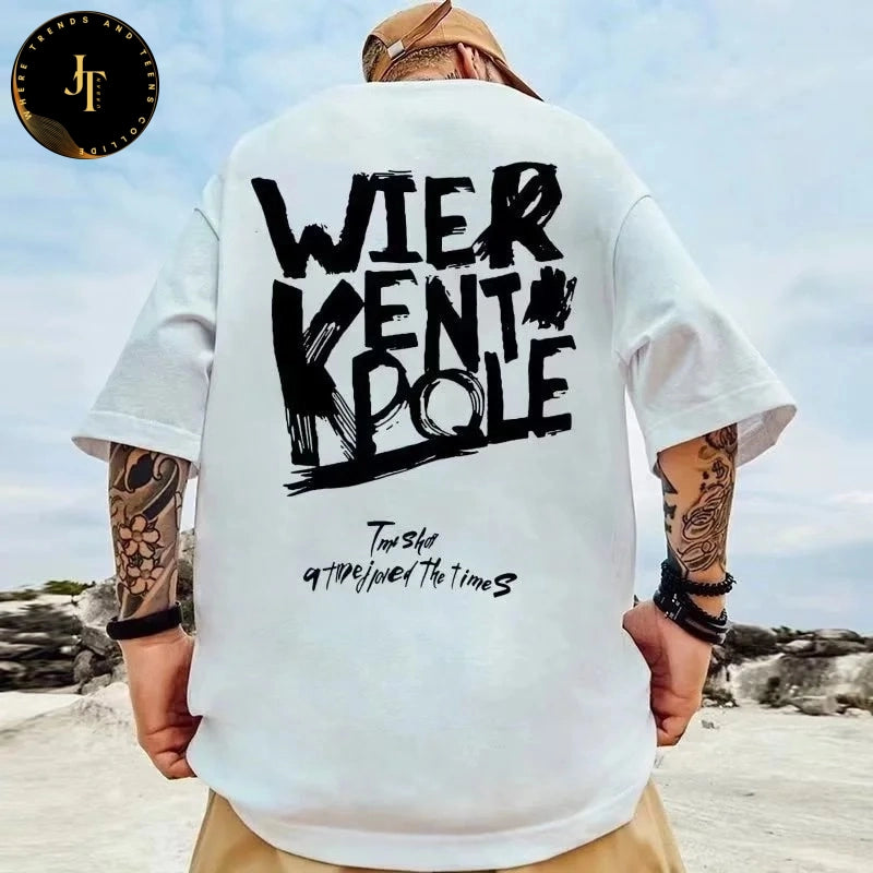 Men's Letter Printed Oversized Tees - High Quality Breathable Material