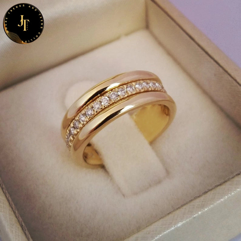 Stylish European & Gold-Plated Ring with Zircon Inlay - Perfect Gift for Her!