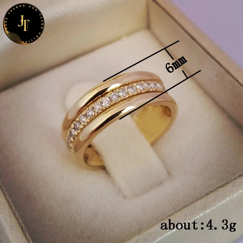 Stylish Gold Plated Ring with Zircon Inlay for Women - Perfect Gift For Women