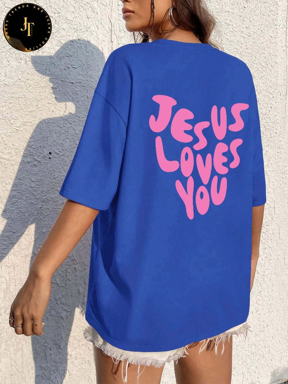 Breathable Jesus Loves Me Cotton Tee - Women's Short Sleeve T-Shirt