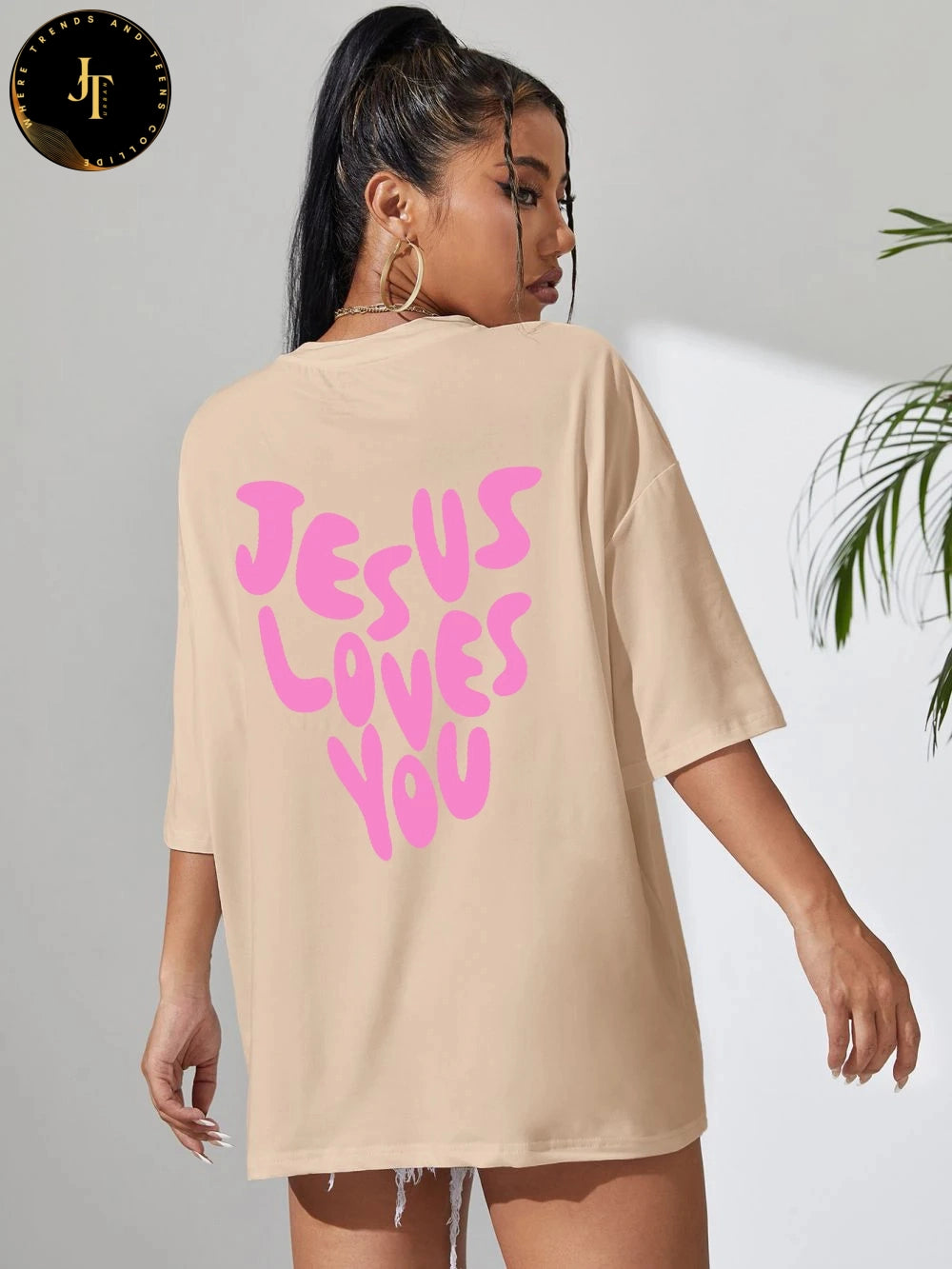 Breathable Jesus Loves Me Cotton Tee - Women's Short Sleeve T-Shirt