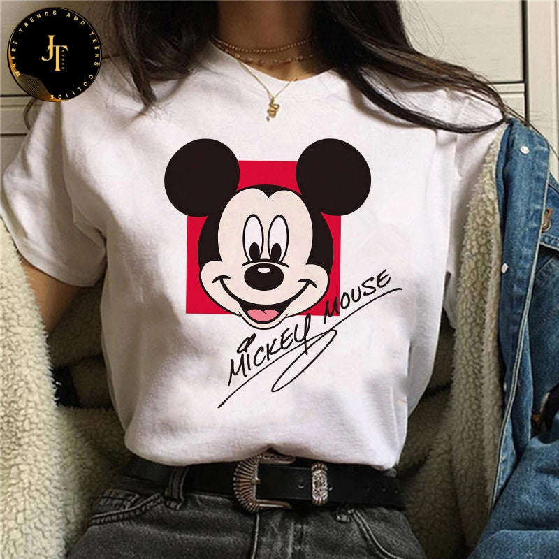 Cute Mickey & Minnie Gothic T-Shirt - Kawaii Disney Women's Fashion