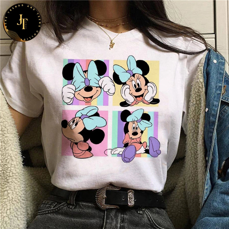 Cute Mickey & Minnie Gothic T-Shirt - Kawaii Disney Women's Fashion