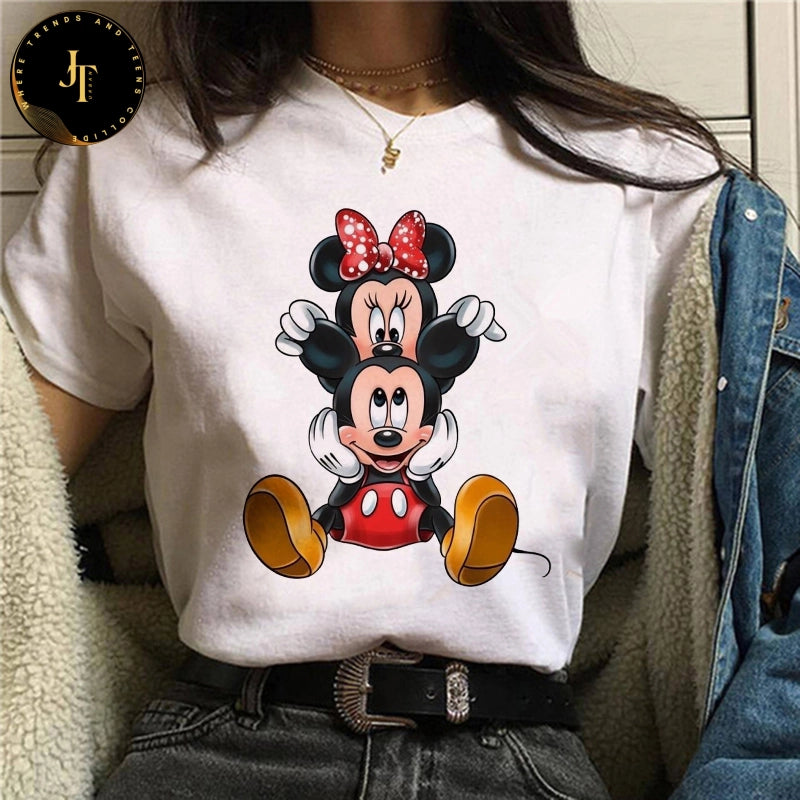 Cute Mickey & Minnie Gothic T-Shirt - Kawaii Disney Women's Fashion